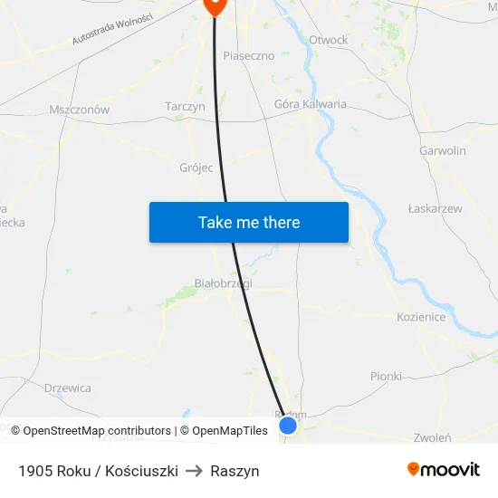 1905 Roku / Kościuszki to Raszyn map