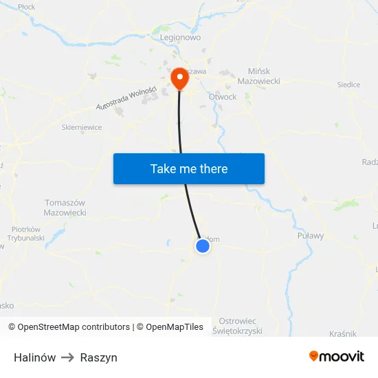 Halinów to Raszyn map