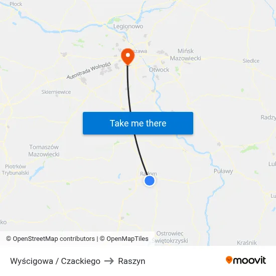 Wyścigowa / Czackiego to Raszyn map