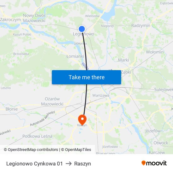 Legionowo Cynkowa 01 to Raszyn map