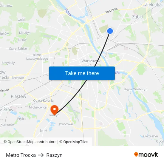 Metro Trocka to Raszyn map