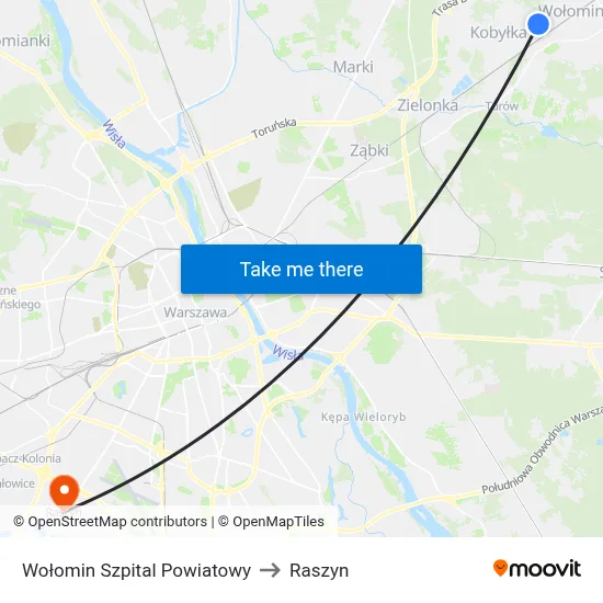 Wołomin Szpital Powiatowy to Raszyn map