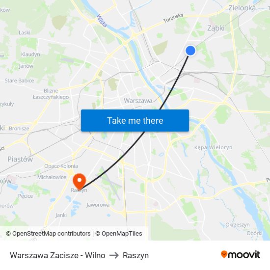 Warszawa Zacisze - Wilno to Raszyn map