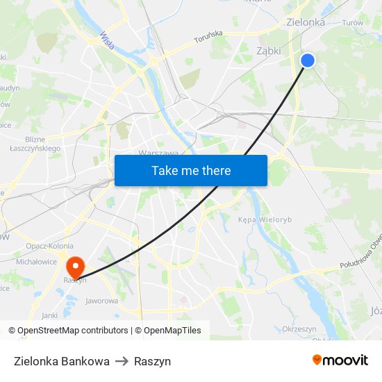 Zielonka Bankowa to Raszyn map