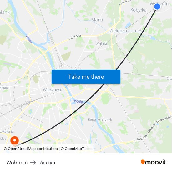 Wołomin to Raszyn map