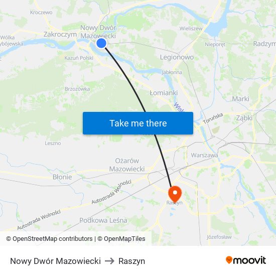 Nowy Dwór Mazowiecki to Raszyn map