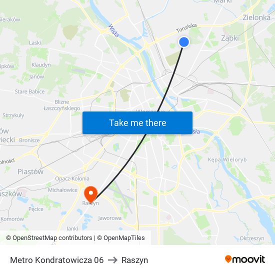 Metro Kondratowicza 06 to Raszyn map