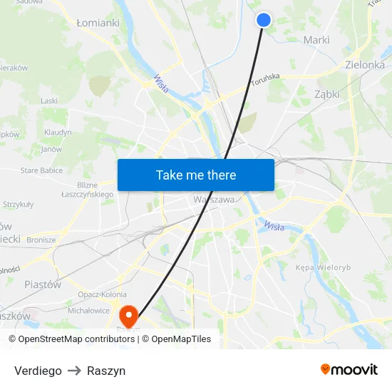 Verdiego to Raszyn map