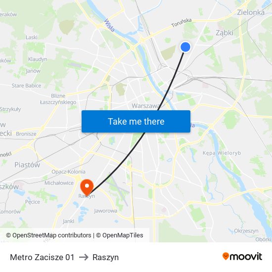 Metro Zacisze to Raszyn map