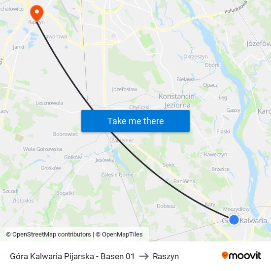 Góra Kalwaria Pijarska-Basen to Raszyn map