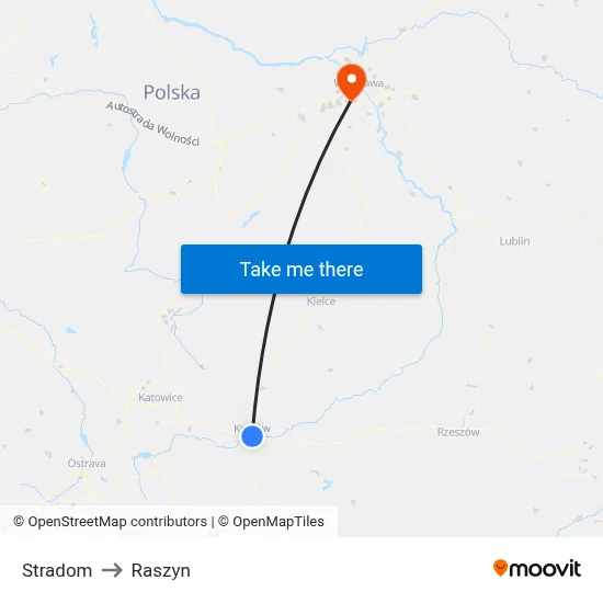 Stradom to Raszyn map
