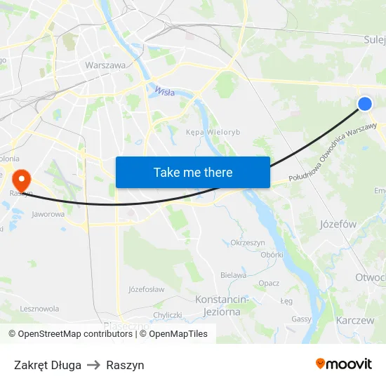Zakręt Długa to Raszyn map