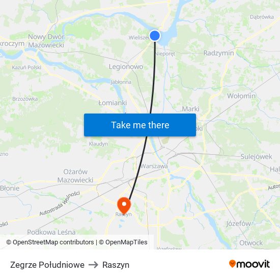 Zegrze Południowe to Raszyn map