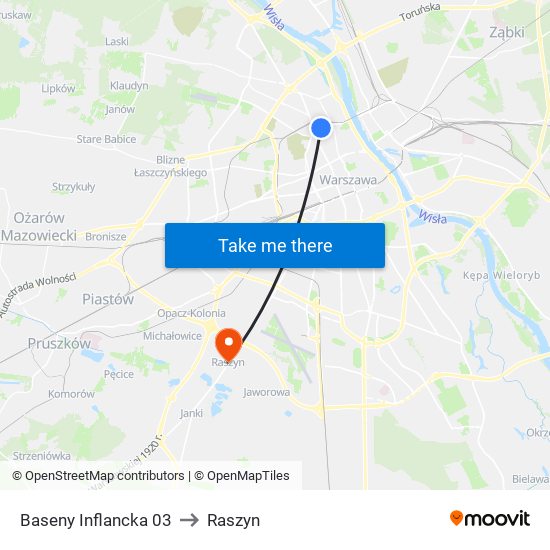 Baseny Inflancka to Raszyn map