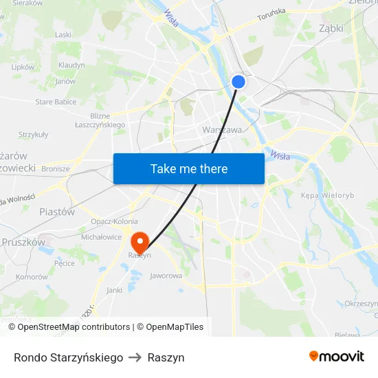 Rondo Starzyńskiego to Raszyn map
