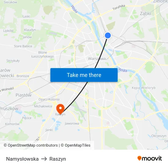 Namysłowska to Raszyn map
