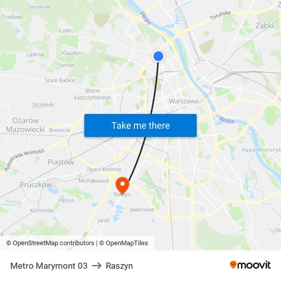 Metro Marymont 03 to Raszyn map