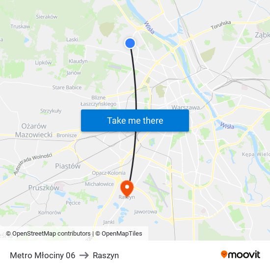 Metro Młociny 06 to Raszyn map