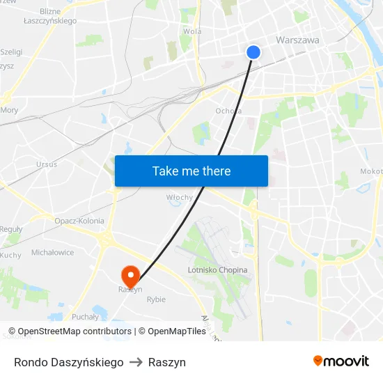 Rondo Daszyńskiego to Raszyn map
