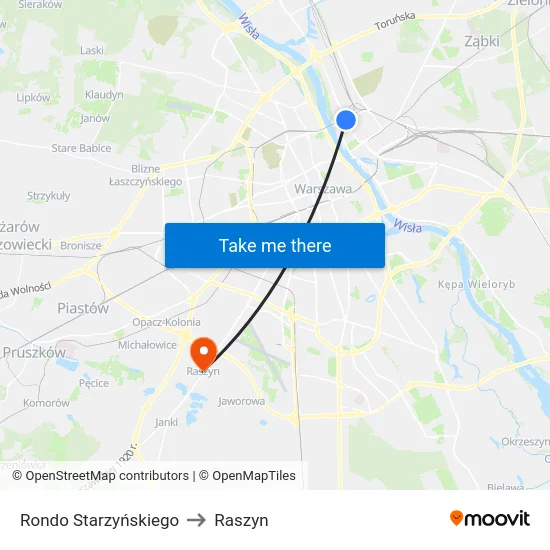 Rondo Starzyńskiego to Raszyn map