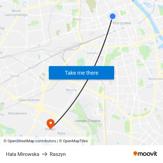 Hala Mirowska to Raszyn map