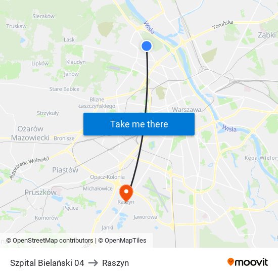 Szpital Bielański 04 to Raszyn map