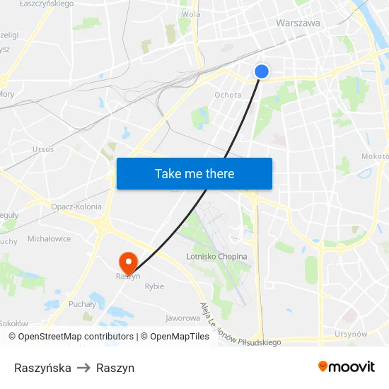 Raszyńska to Raszyn map