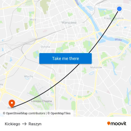 Kickiego to Raszyn map
