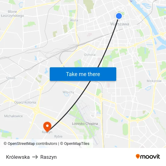 Królewska to Raszyn map