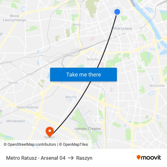 Metro Ratusz - Arsenał 04 to Raszyn map