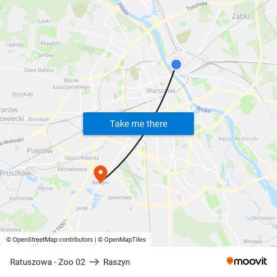 Ratuszowa - Zoo 02 to Raszyn map