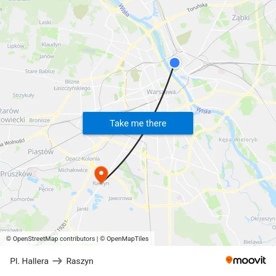 Pl. Hallera to Raszyn map