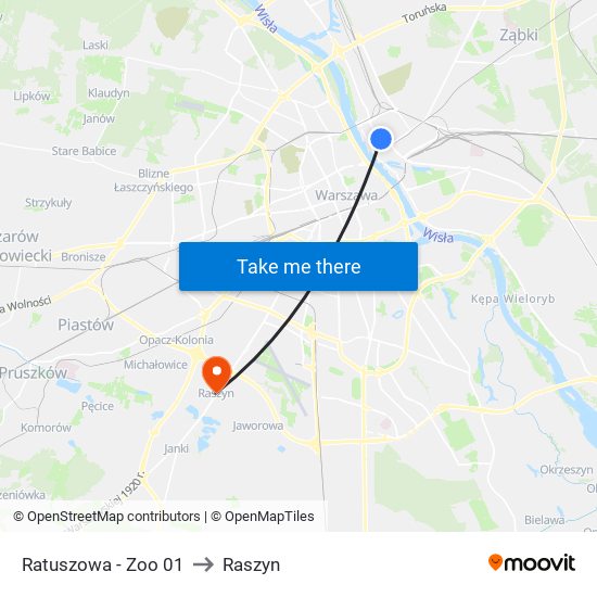 Ratuszowa - Zoo 01 to Raszyn map