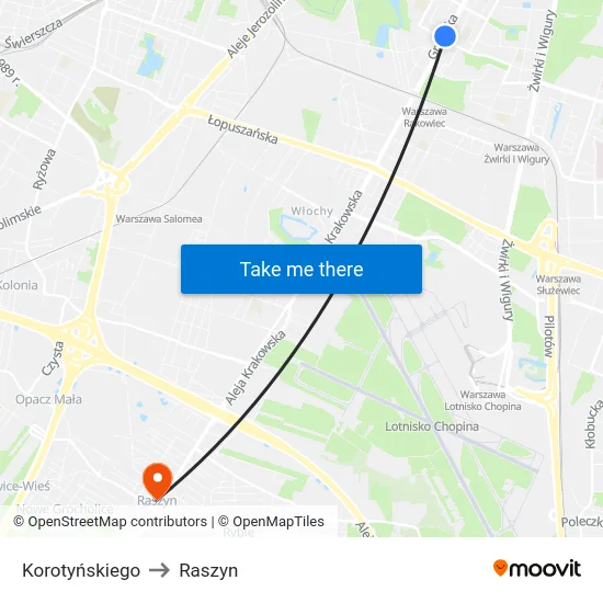 Korotyńskiego to Raszyn map