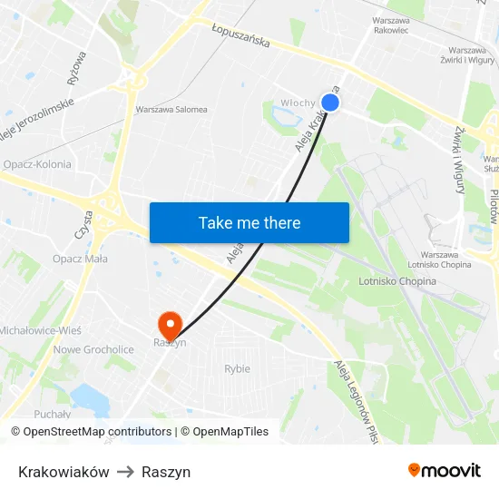 Krakowiaków to Raszyn map