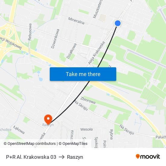 P+R Al. Krakowska 03 to Raszyn map