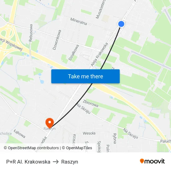 P+R Al. Krakowska to Raszyn map