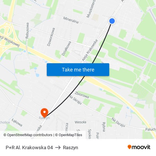 P+R Al. Krakowska 04 to Raszyn map