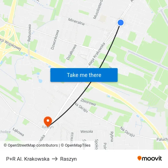P+R Al. Krakowska to Raszyn map