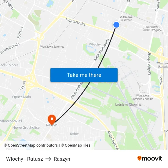 Włochy - Ratusz to Raszyn map