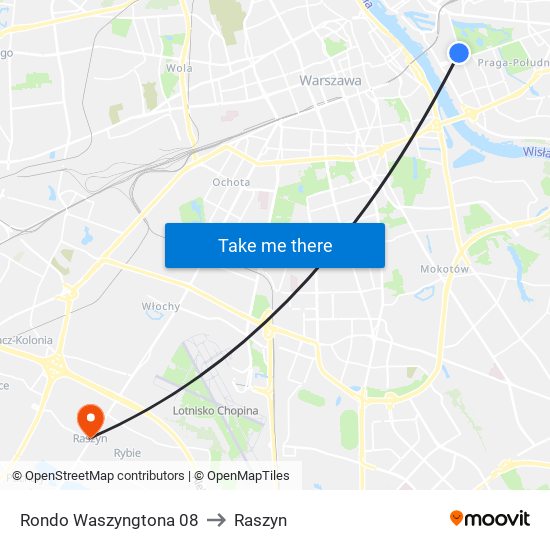 Rondo Waszyngtona to Raszyn map