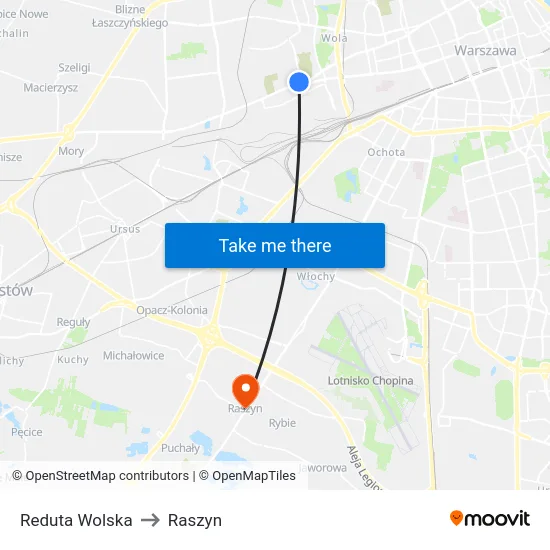 Reduta Wolska to Raszyn map