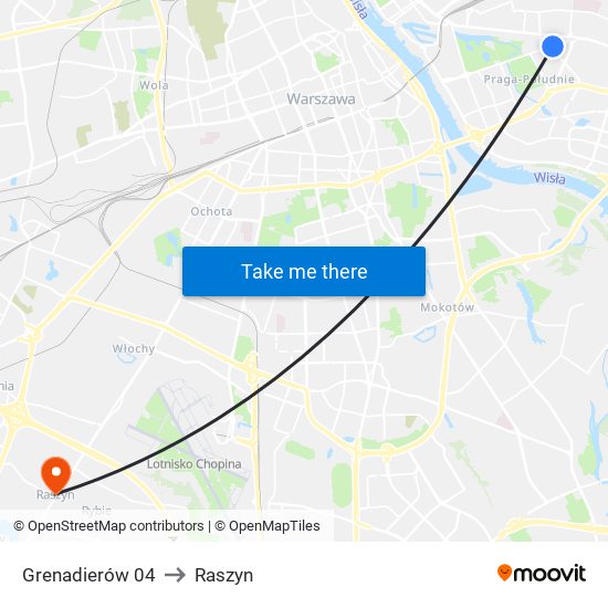 Grenadierów to Raszyn map