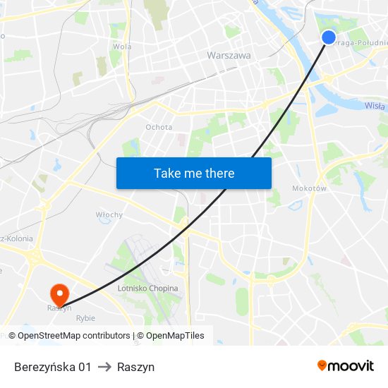 Berezyńska 01 to Raszyn map