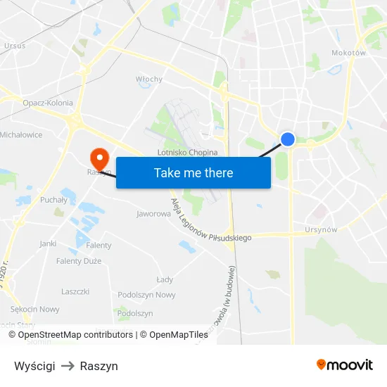 Wyścigi to Raszyn map