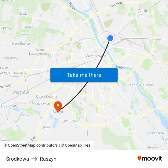 Środkowa to Raszyn map