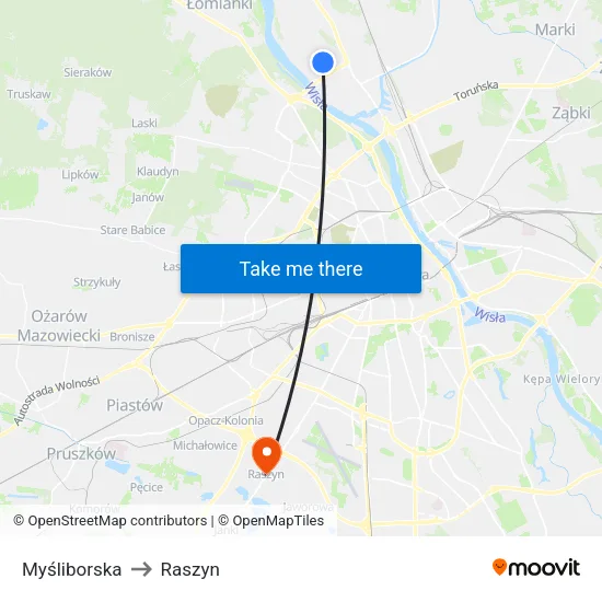 Myśliborska to Raszyn map