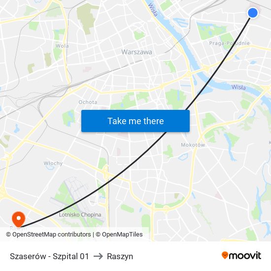 Szaserów - Szpital 01 to Raszyn map