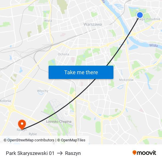 Park Skaryszewski 01 to Raszyn map