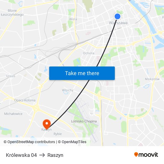 Królewska 04 to Raszyn map